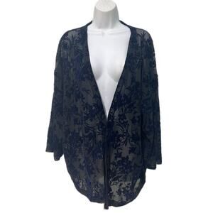 Hinge Womens Velvet Burnout Kimono Top Size M / L Fairy Grunge Witchy Whimsigoth